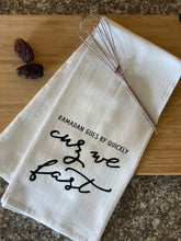 Load image into Gallery viewer, We Fast Ramadan Towel | Tea Towel | Funny Towels | Eid Towel | Farmhouse | Vintage Style | Ramadan Gift