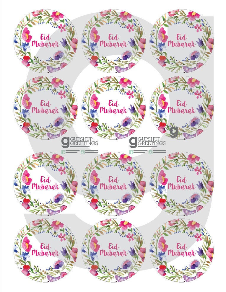 Printable Eid Mubarak floral stickers / tags / cupcake toppers ... Printable Eid Mubarak floral stickers / tags / cupcake toppers ...