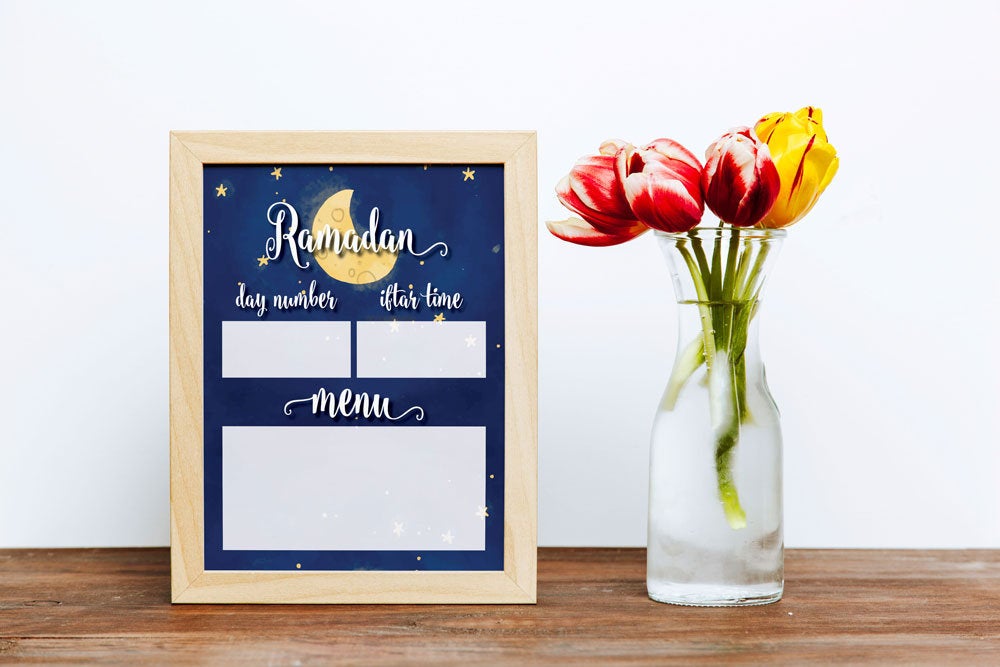 Printable Daily Erasable Ramadan Iftar Timetable Menu | DIY Print | Digital File | Ramadan Countdown
