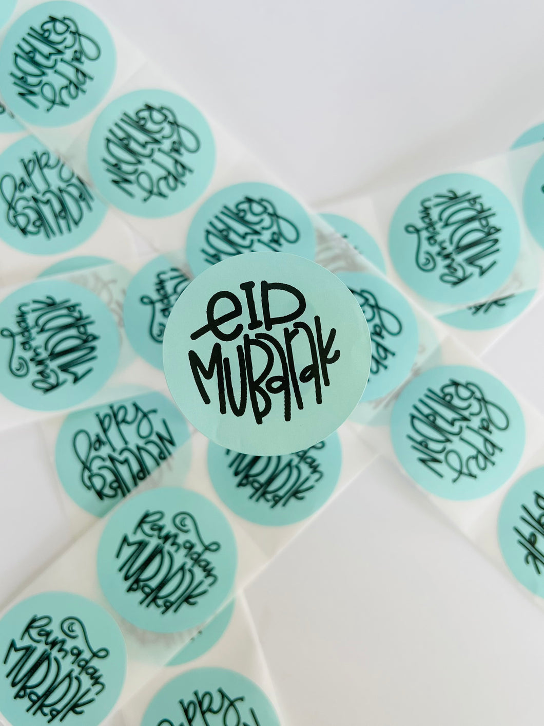 Round Stickers - Eid Mubarak hand-lettered design